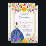 Quinceanera Farbige Blume Gold Einladung<br><div class="desc">Quinceanera Farbige Blume Gold Einladung Mis Quince Anos,  15. Geburtstag, </div>