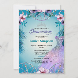 Quinceañera feather Dream fänger pink Inv Einladung