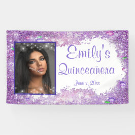 Quinceanera Feier, rosa Glitzer Gemis Sparkle Banner