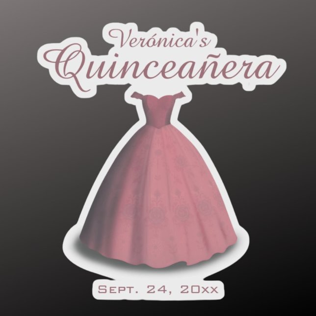 Quinceañera feiern rote Kleiderdekoration Aufkleber (Von Creator hochgeladen)