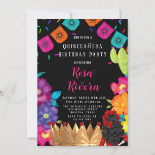 Quinceañera Festive Gold Crown Geburtstagsparty Einladung