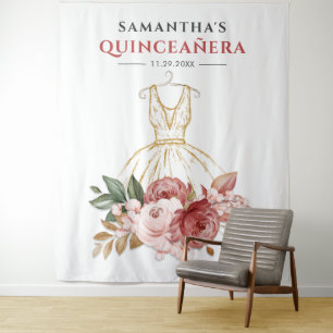 Quinceanera Floral 15. Geburtstag Back Drop Wandteppich