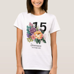 Quinceanera Floral 15. Geburtstag T - Shirt
