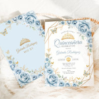 Quinceanera Floral Baby Blue Gold