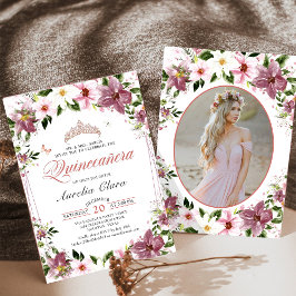 Quinceañera Floral Butterfliegen Geburtstags-Foto Einladung