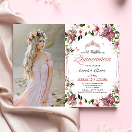 Quinceañera Floral Butterfliegen Geburtstags-Foto Einladung