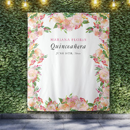 Quinceanera Floral Chic Foto Stand Hintergrund Wandteppich