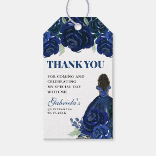 Quinceanera Floral Navy Blue Gold Mis Quince Anos Geschenkanhänger
