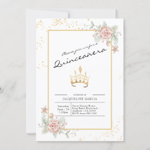 Quinceañera Floral Script 15. Geburtstag Einladung