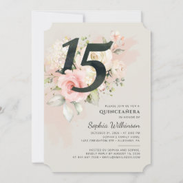 Quinceanera Floral Watercolor 15. Geburtstagsparty Einladung