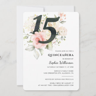 Quinceanera Floral Watercolor 15. Geburtstagsparty Einladung