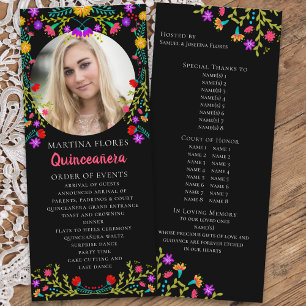 Quinceanera Florale Mexikanische Fiesta Schwarz Fo Programm