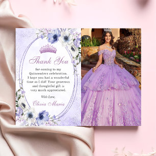 Quinceañera Florale Schmetterlings-Tiara Dankeskar Einladung
