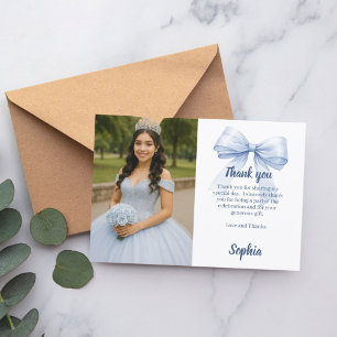 Quinceanera-Foto-Bogen-Blau-Schrift Dankeskarte