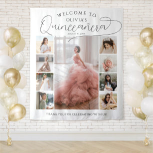 Quinceañera Foto Collage 15. Geburtstag Willkommen Wandteppich