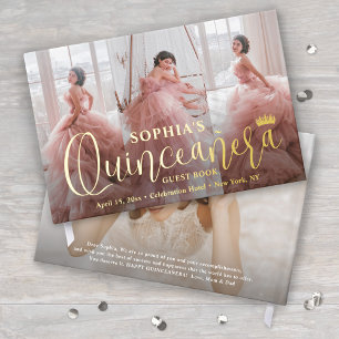 Quinceañera Foto Collage Modernes Skript Keepake Gästebuch