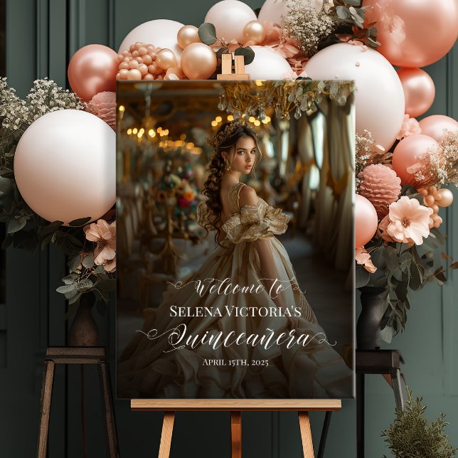 Quinceanera Foto Empfang durch elegante Kalligraph Poster (Von Creator hochgeladen)