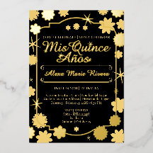 Quinceanera-Foto Floral Gold Silberfolie Glamour