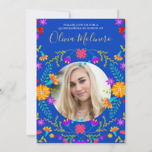 Quinceanera-Foto Mexikanische Fiesta Floral Royalb Einladung