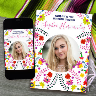 Quinceanera-Foto Mexikanische Fiesta-Party Weiß Einladung
