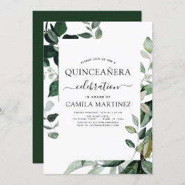 Quinceanera Frühling Botanische Grüne Einladung
