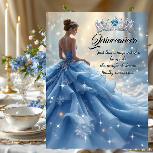 Quinceanera Geburtstags- Cinderella Blau Silber Kl Einladung