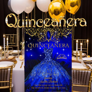 Quinceanera Geburtstags- Königlich Blau Feder Tiar Einladung