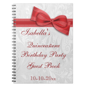 Quinceañera Geburtstags-Party-Damast und Bogen Notizblock