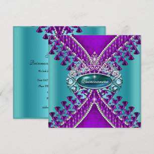 Quinceanera-Geburtstagsfeier Lila Türkis Blau Einladung