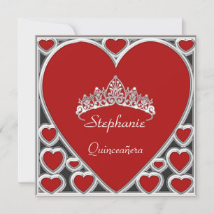 Quinceañera-Geburtstagsfeier Rot Einladung