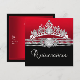 Quinceanera-Geburtstagsfeier Roter Diamant Schwarz Einladung