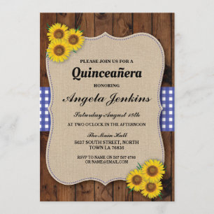 Quinceanera Geburtstagspartei Sonnenblume GRILLEN Einladung