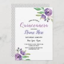 Quinceañera Geburtstagsparty Blume Lilac Einladung