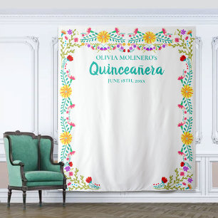 Quinceanera Geburtstagsparty Foto Hintergrund Blum Wandteppich