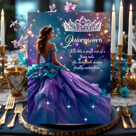 Quinceanera Geburtstagsparty Lila Aquamarines Klei Einladung