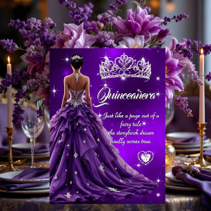 Quinceanera Geburtstagsparty Lila Kleid Tiara Einladung