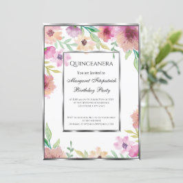 Quinceanera Geburtstagsparty rosa Blume Einladung