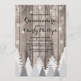 Quinceanera Geburtstagsparty Winterbaume laden ein Einladung