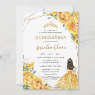 Quinceañera Gelbe Rose Einladung