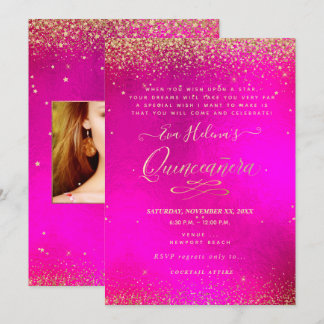 Quinceañera, geschrieben im Star, Hot PInk Einladung