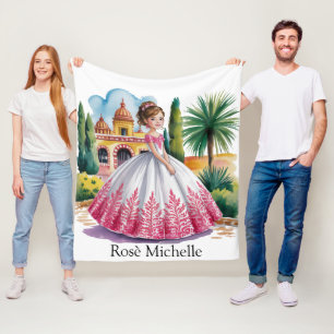 Quinceañera Girl in Pink und White Gown Geschenk Fleecedecke