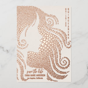 Quinceañera Girl Silhouette Rosa Foil Hörnchen Elf Folien Feiertagskarte