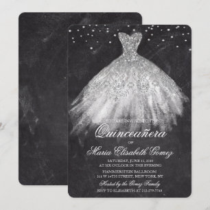 Quinceanera Glitter-Kleid Diamant Kreide Einladung