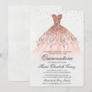 Quinceanera-Glitterkleid Diamanteneinladung Einladung