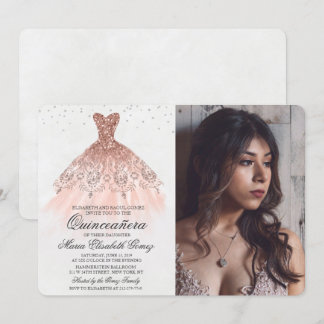 Quinceanera Glitzer Dress Diamond Foto Einladung