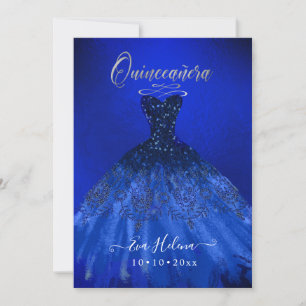 Quinceañera, Glitzerkleid, Elektrisch Blau Einladung