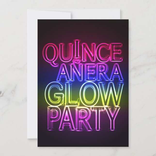 Quinceanera GLOW PARTY Geburtstag Einladung (Vorderseite)