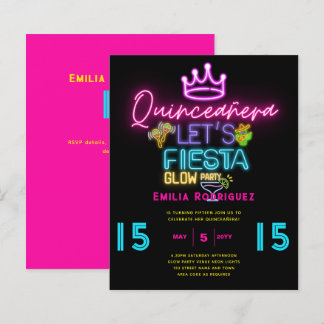 QUINCEAÑERA Glow Party Invitación Fiesta de Neón