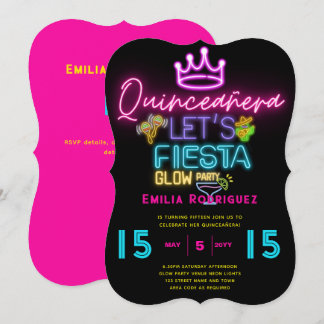 QUINCEAÑERA Glow Party Invitación Fiesta de Neón Einladung