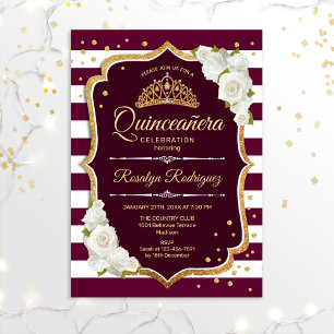 Quinceanera - Gold Burgund Einladung